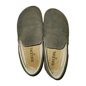 Rhizal Grounding Shoes Leather Loafers Grey Nubuck Earthing Barefoot Unisex